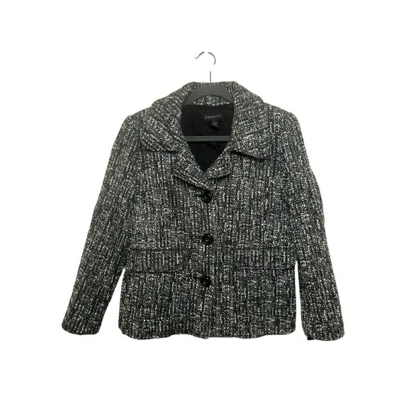 Rafaella Ladies Button Down Wool Blend Career Layering Black White Jacket SZ 12 - Picture 2 of 6